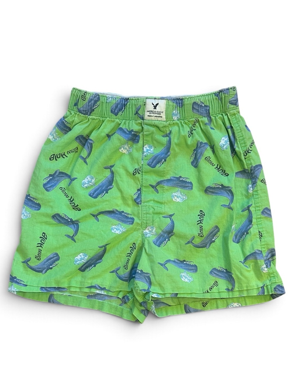 American Eagle Outfitters Green boxers with Blue Whale Print Funny